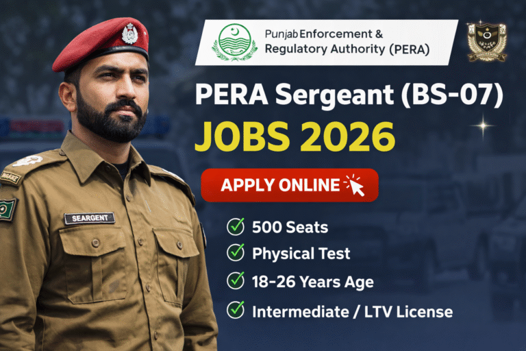 PERA Sergeant BS-07 Jobs 2026 Apply Online