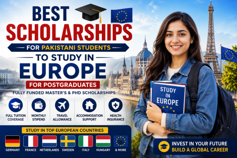 Best scholarships for Pakistani students to study Master's and PhD in Europe with fully funded opportunities.